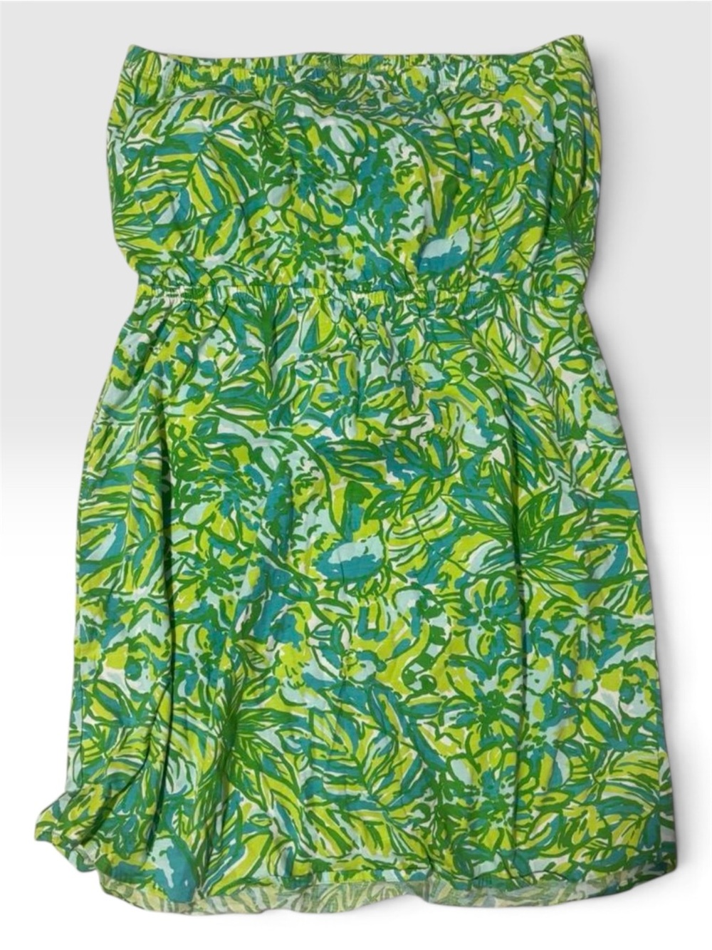 🌴🍃🌱Lilly Pulitzer Windsor Strapless Dress Size L Green Tropical Palm Leaf Print - Picture 5 of 7